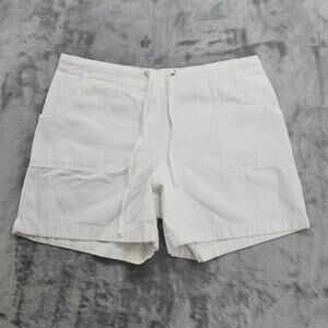 Vintage 90s Erika Shorts Womens PL PETITE White Cotton Pull On Drawstring Casual